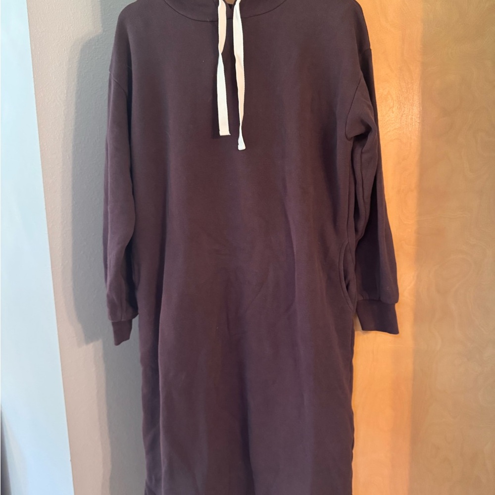 Brown Long Sleeve Hoodie Dress
